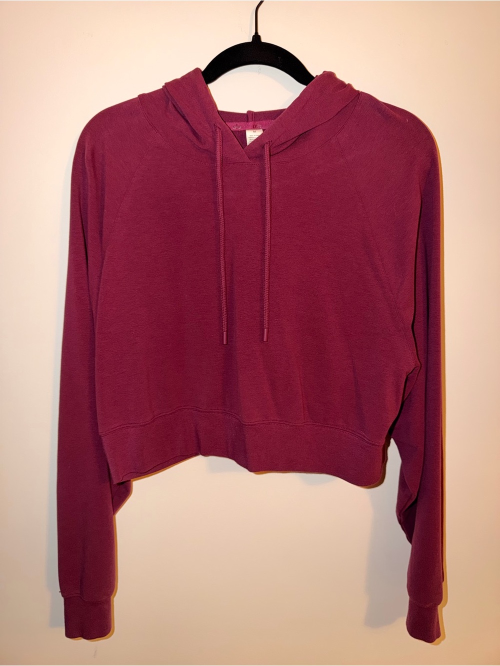 Like New Alo Women’s Cropped Hooded Sweatshirt - Burgundy